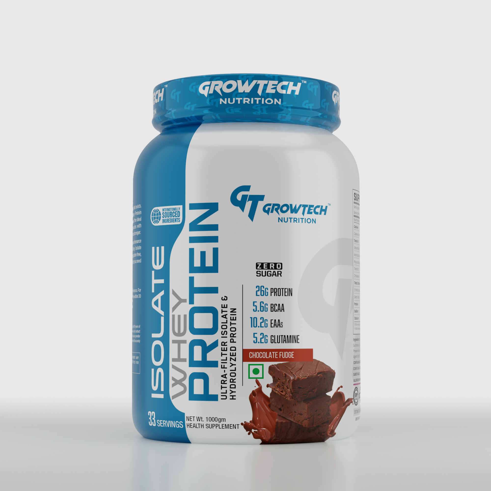 Growtech Isolate-whey-protein-1kg-chocolate-fudge-front